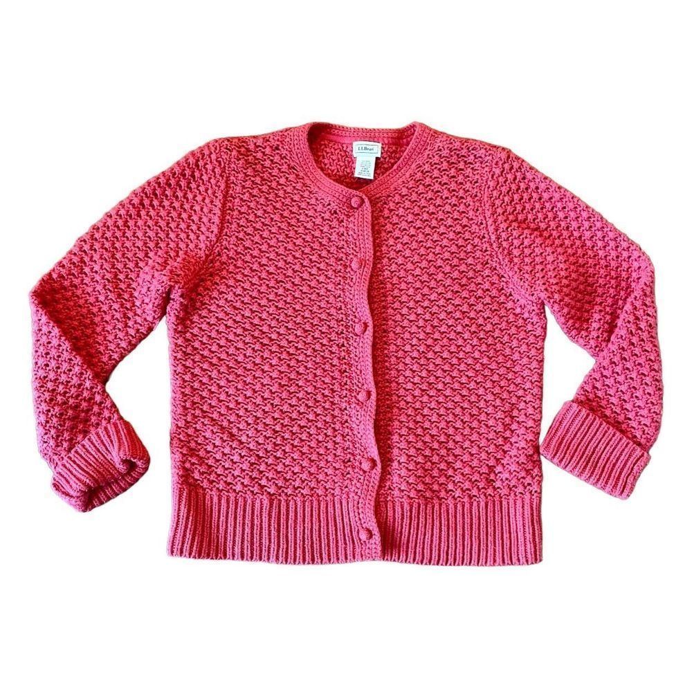 L.l. Bean red wool and angora knit button front cardigan large